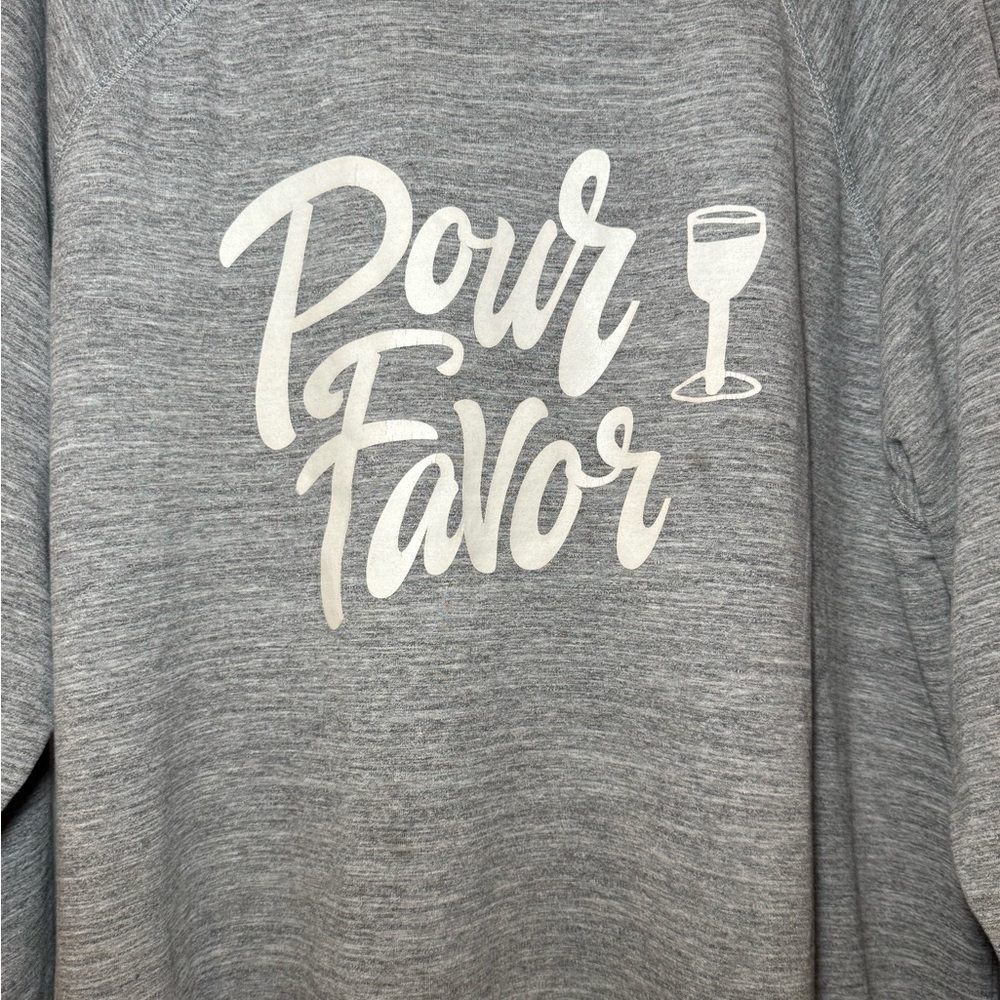 Wildfox Heather Gray Oversized Crewneck Sweatshirt Pour Favor Graphic - Picture 2 of 8